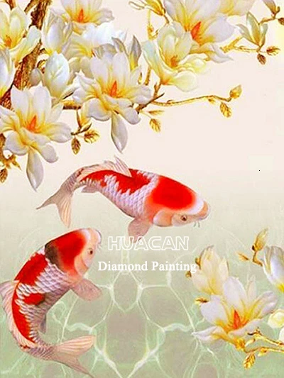 AP7098 Huacan Diy Алмазная картина с изображением рыбы, стразы, мозаичные картины, полная квадратная Алмазная вышивка, животное - Цвет: AP7098