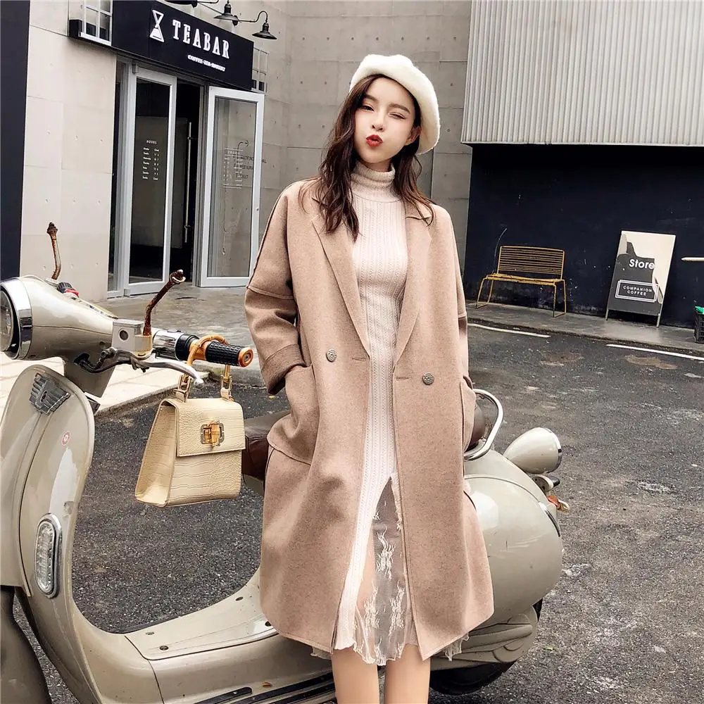 price reduction  Duffle Coat Women's 2019 Autumn And Winter South Korea Dongdaemun Color Mixture Loose Silhouette Wo