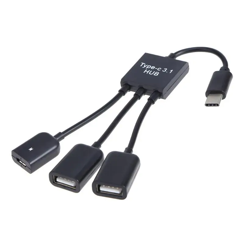 2 X USB-A/F+ Micro USB Женский к USB3.1 type-C мужской удлинитель Кабель OTG концентратор