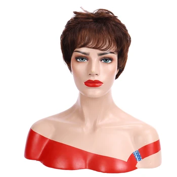 

Machine-made short wigs hairpieces for black women pixie cut wig 100% human hair wigs for women Brazilian Remy women's wig