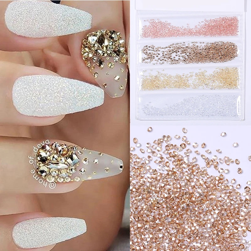 

1000/720 PCS Blinking Nail Rhinestones AB Colorful Mixed Color Irregular Shape Flat Bottom Nail Art 3D DIY Design Decorations