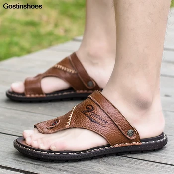

Erkek Sandalet Leather Sandals Men New Leisure Anti Slip Cowhide Sandale Homme Cuir Sandalias Hombre Cuero