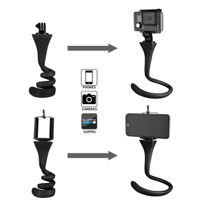 Гибкий штатив для камеры Осьминог банан с зажимом и GoPro Iphone Автомобильный
