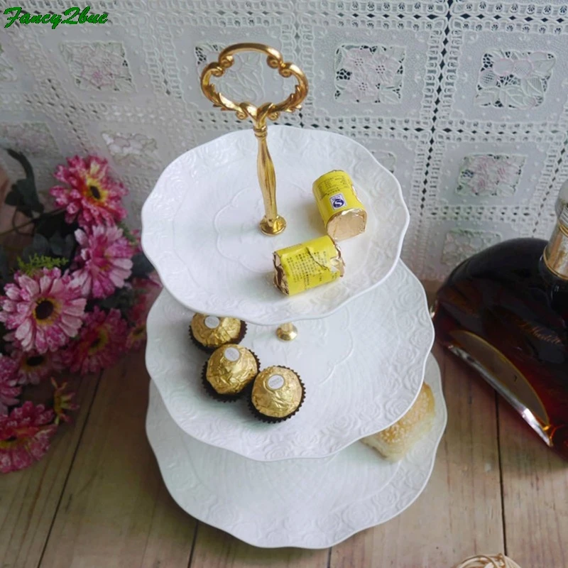 1 комплект 2 или 3 яруса стойка с ручкой для тарелок торта Корона металлическими
