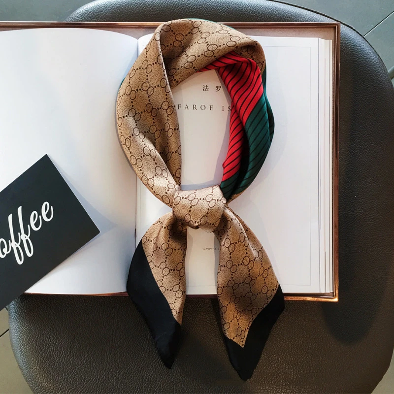 Женский Шелковый атласный шарф для волос модный квадратный головной платок с