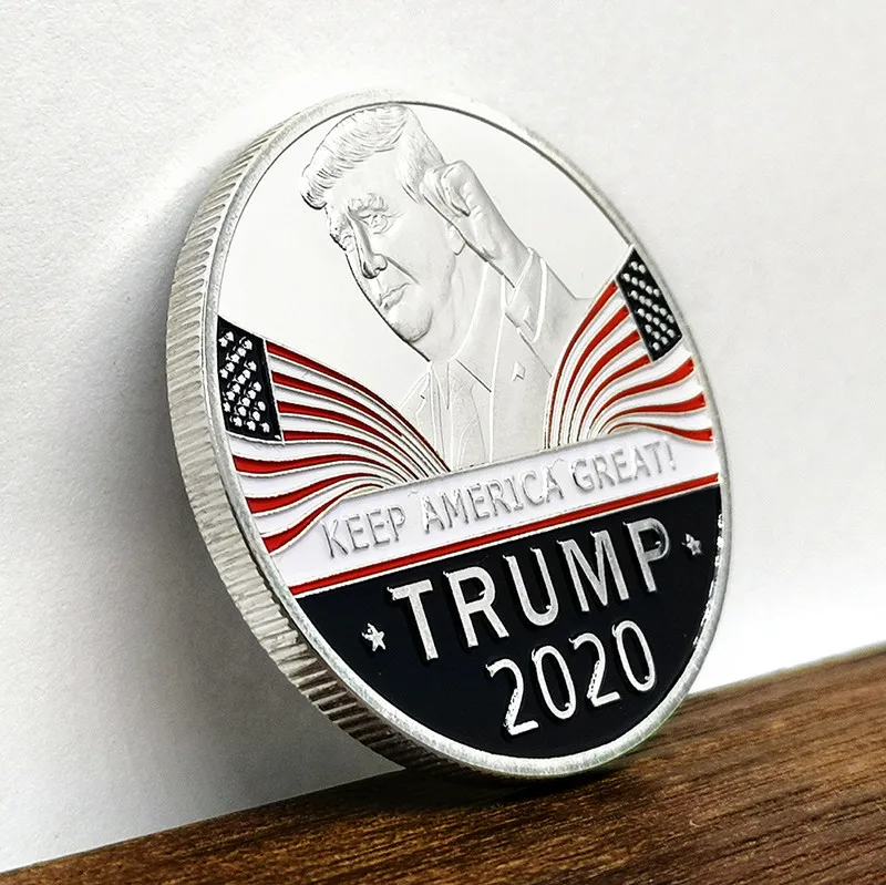5 шт.,, значок в виде Дональда Трампа, большой, серебряный, позолоченный 40 мм, украшение, сувенир, Коллекционная монета