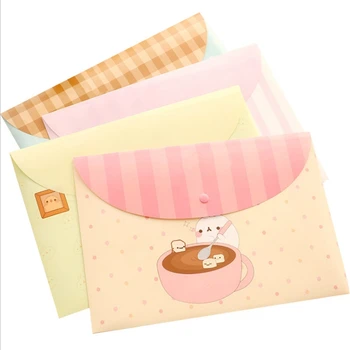 

Cartoon Briefcase A4 File Bag Student Floral Transparent Folder Snap Pvc File Bag Office Supplies Information Bag Package
