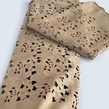 Tecido de vestuário com renda de couro último, tecido a laser africano, feito da coreia, roupa ocasional da moda, 5 jardas