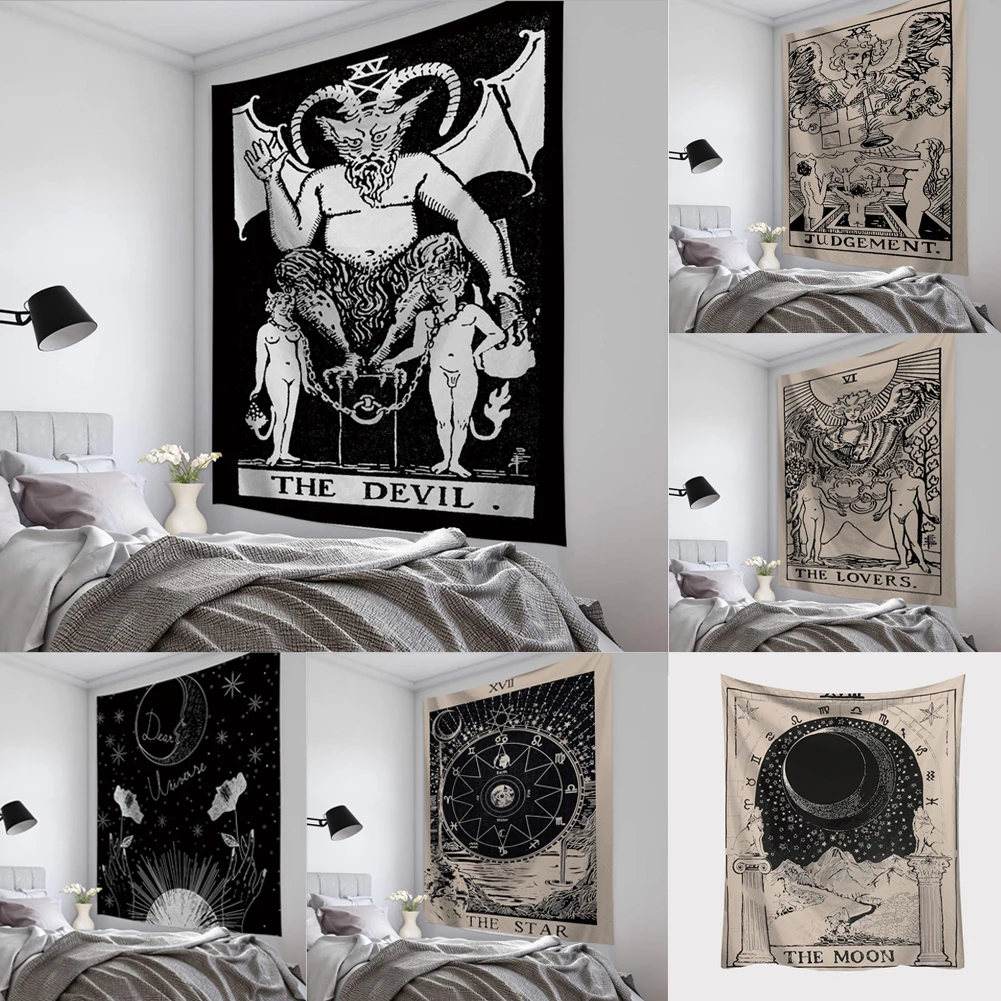 Гобелен, настенный, полиэстер, с рисунком карты Таро, одеяло, гобелен, домашний декор