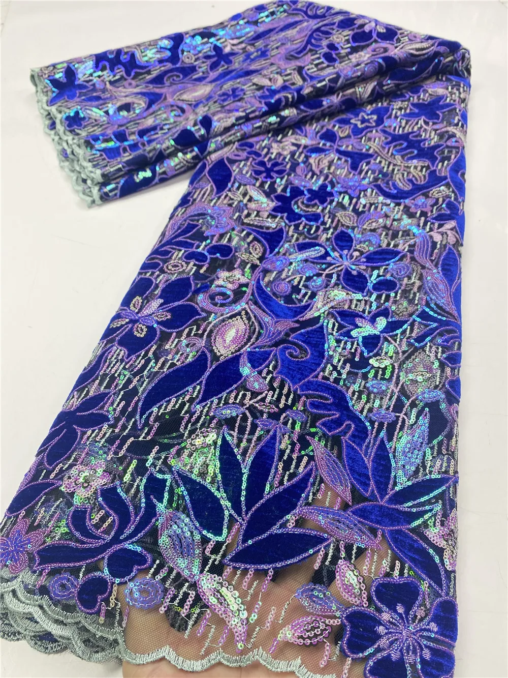 

NI.AI African Velvet Lace Fabric With Sequin Lace Nigerian George Wrapper High Quality African George Fabric Y3667B