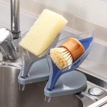 

Leaves Soap Box Washing Sponge Tray Drain Box Hole-Free Suction Box Plastic Kitchen Bathroom Soap Storage Shelf
