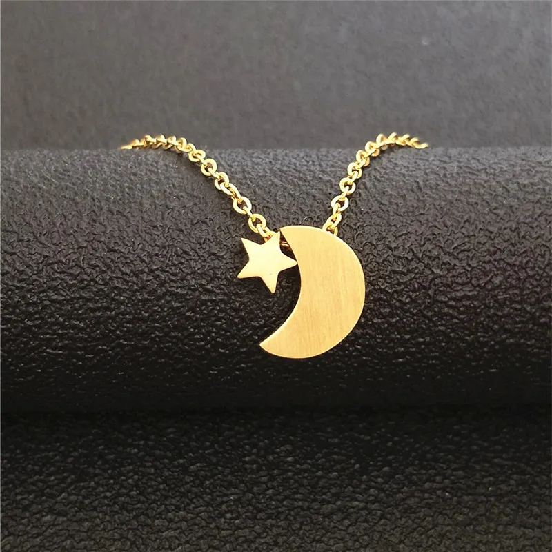 

Stainless Steel Chain Choker Star Moon Pendant Necklace Women Boho Jewelry Christmas Gift Gold Silver Naszyjnik