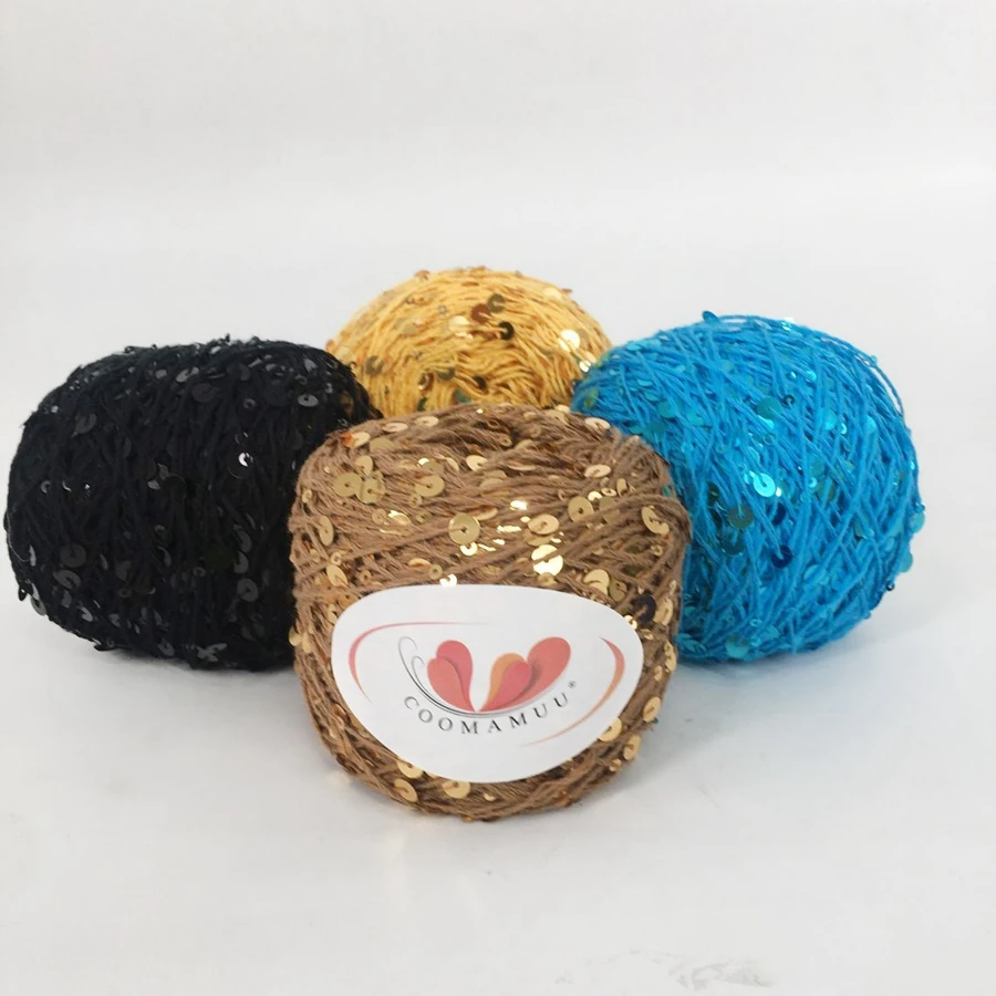 New 100% Cotton Knitting Yarn 50g/piece Пряжа Blingbling Sequins Yarn 6mm+3mm Laser Sequins DIY Garment Accessory 5
