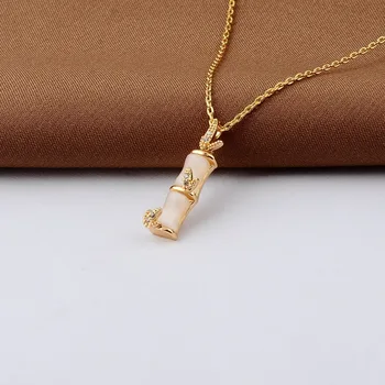 

Bamboo Joint Pendant Necklace Plating 18K Real Gold Online Celebrity INS Normcore Style Choker 2020 New Style Simple Ornament Wh