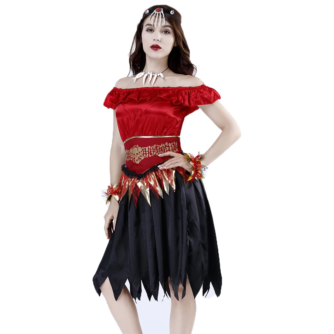 

Women's Voodoo Vixen Priestess Costume Cosplay Halloween Purim Party Fancy Dress