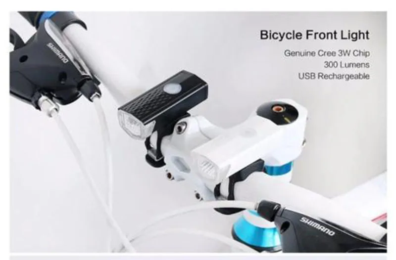 300LM велосипедный светодиодный фонарь Водонепроницаемый USB Перезаряжаемый Головной фонарь для велосипеда передний свет USB Перезаряжаемый и задний фонарь