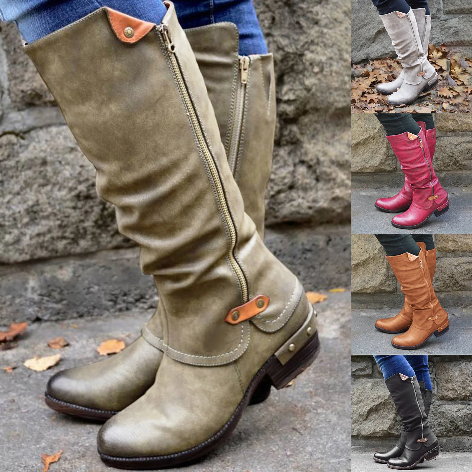 Zapatos de moda para mujer, botas altas informales cálidas de Botas Largas,  zapatos de Tacones con cremallera baja, bota sencilla cómoda de alta  calidad, envío gratis, 2021|Botas a media pantorrilla| - AliExpress