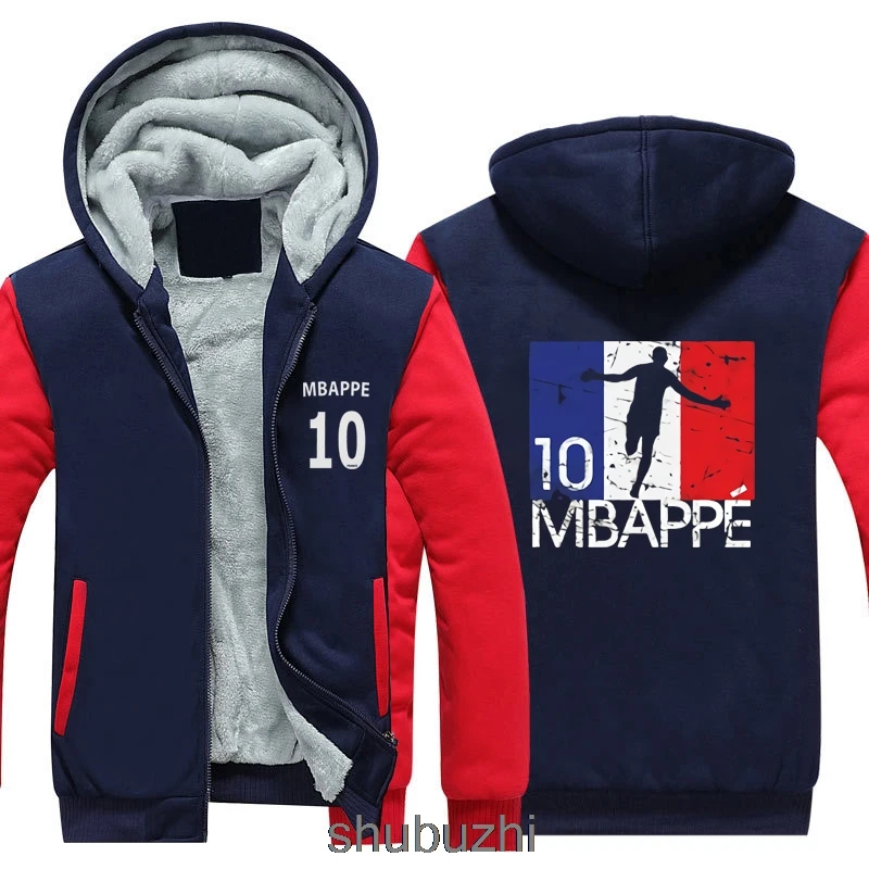 Kylian Mbappe уплотненная толстовка с капюшоном Франция Les Bleus Mbappe теплая толстовка с капюшоном флисовое пальто на молнии