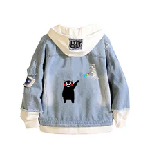 

Anime Kumamon Coat Teens cowboy Cosplay Jacket Men Women Casual Denim Hooded Loose coat Cartoon Hooded