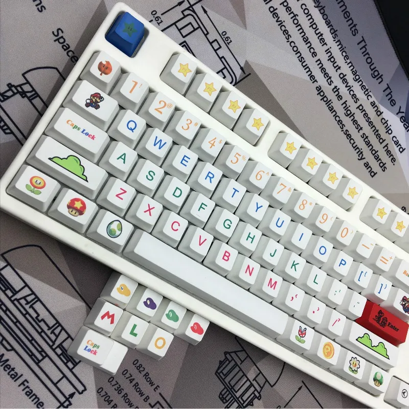 Mario personity PBT Sublimation Keycap 112 клавиш стандартная механическая клавиатура специальная 6,25