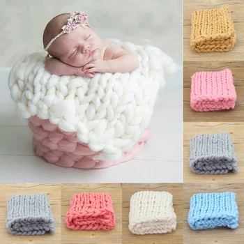 

Newborn Photography Props Woven Square Carpet Handmade Baby Photography Props Wrap Wool Accessories for Baby Photo Blankets