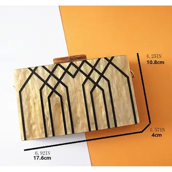 

WoMan Acrylic Clutch Geometric Patchwork Evening Bag Female Party Handbag