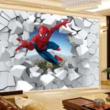 3d обои Человек-паук через стены иллюстрация гостиной фоновое настенное украшение для спальни настенная бумага