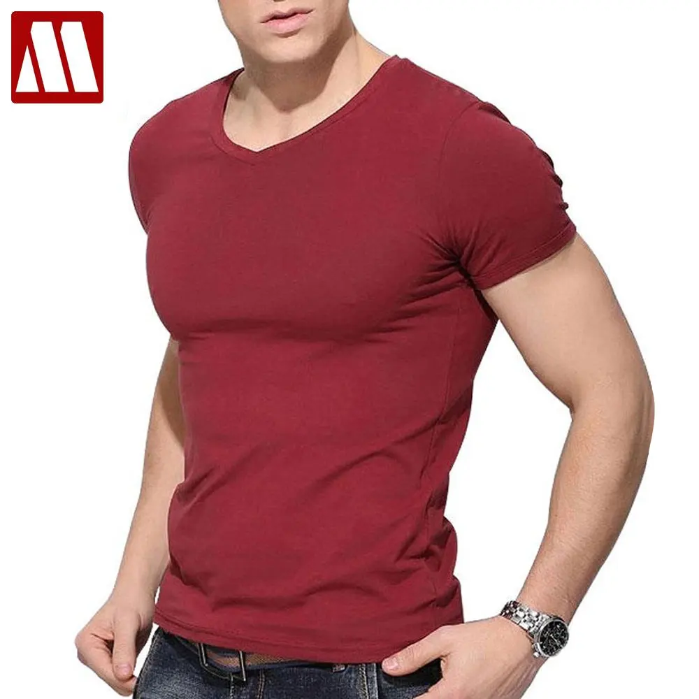 To 5XL Cotton Mens Tee Shirts High Qualty Base Man's T Shirts Cotton Summer Male Basic T-shirt Free Shipping V Neck Plus Size