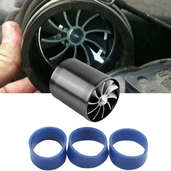 

high quality 4pcs Air Intake Turbonator Dual Fan Turbine Gas Fuel With Rubber Rings Car styling replacement Accessories