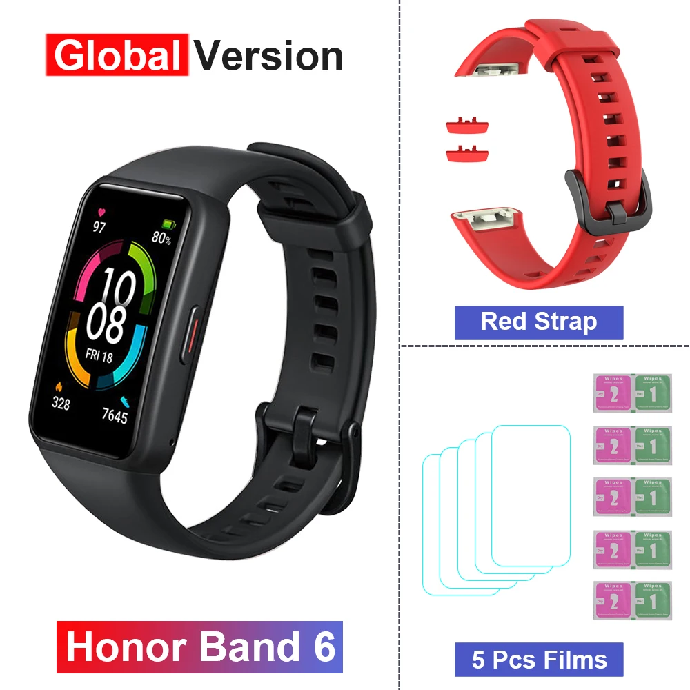 Original Honor Band 6 1.47” AMOLED Screen Smart Band Heart Rate/Blood Oxygen Monitor Smartwatches 5ATM Waterproof Smart Bracelet 