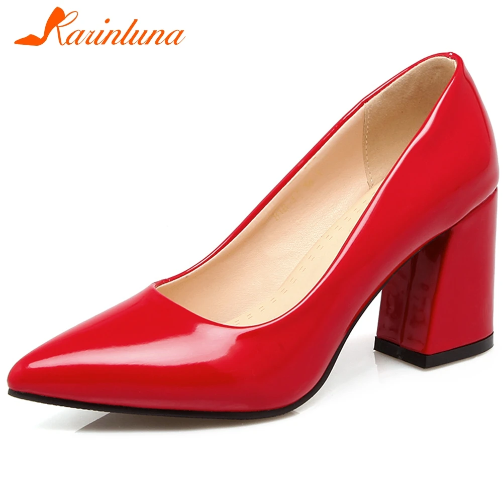 

Karinluna 2020 New Arrivals Plus Size 32-46 Pointed Toe Elegant Pumps Woman Shoes Slip-On High Heels Office Lady Pumps Women