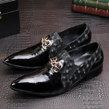 

business spring and autumn fashion shoes pointed toe black and red casual wedding shoes