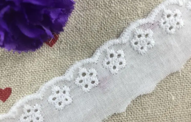 Cotton Cloth Embroidery White Lace Trim 10 Meters/lot 2.5cm Width For Lace Fabric Sewing Accessories