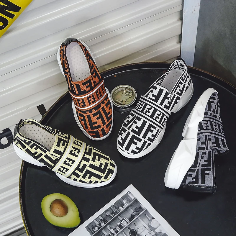 

Women shoes Letter color matching Harajuku student leisure walking cozy Wedge slip on shoes Luxury Snekers chaussures femme