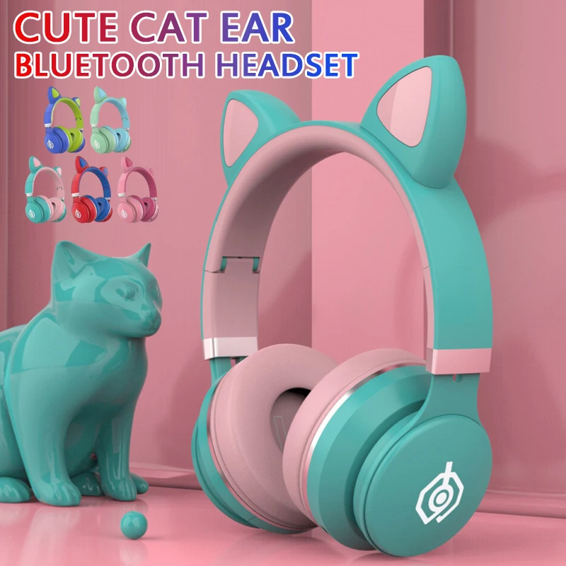 LED Cat Ear Headphones Bluetooth 5 0 Noise Canceling Adults Kids Girl Headphones Support TF Card FM Radio With Microphone Wirele