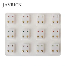 12 пар Мини фианиты кристаллы Серьги Сережки для пирсинга набор гипоаллергенные ювелирные изделия украшения уха аксессуары подарок