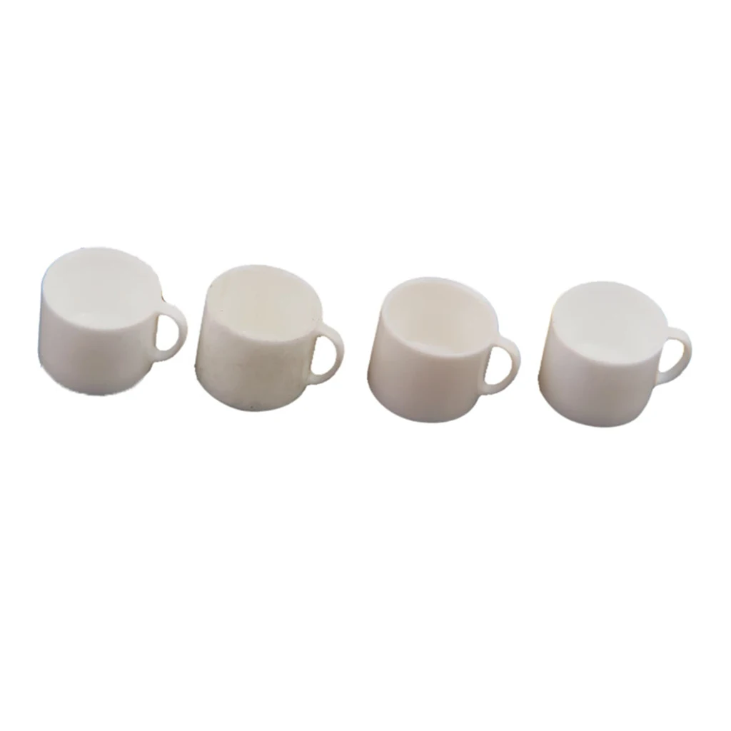 4pcs White Coffee Cup Tea Cups - 1/12 Scale Dollhouse Miniature Kitchen Accessories