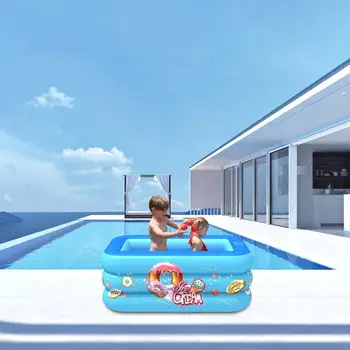 

130CM Children Lovely Donuts Cartoon Printing Inflatable Swimming Pool Family PVC Inflatable Bathtub Kids Summer Paddling A
