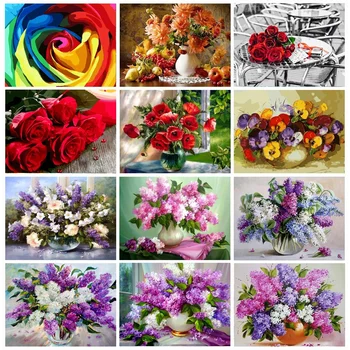 

5D DIY Full Round diamond paint Flowers Diamond Embroidery Flowers Cross Stitch Wall Decorations Gift
