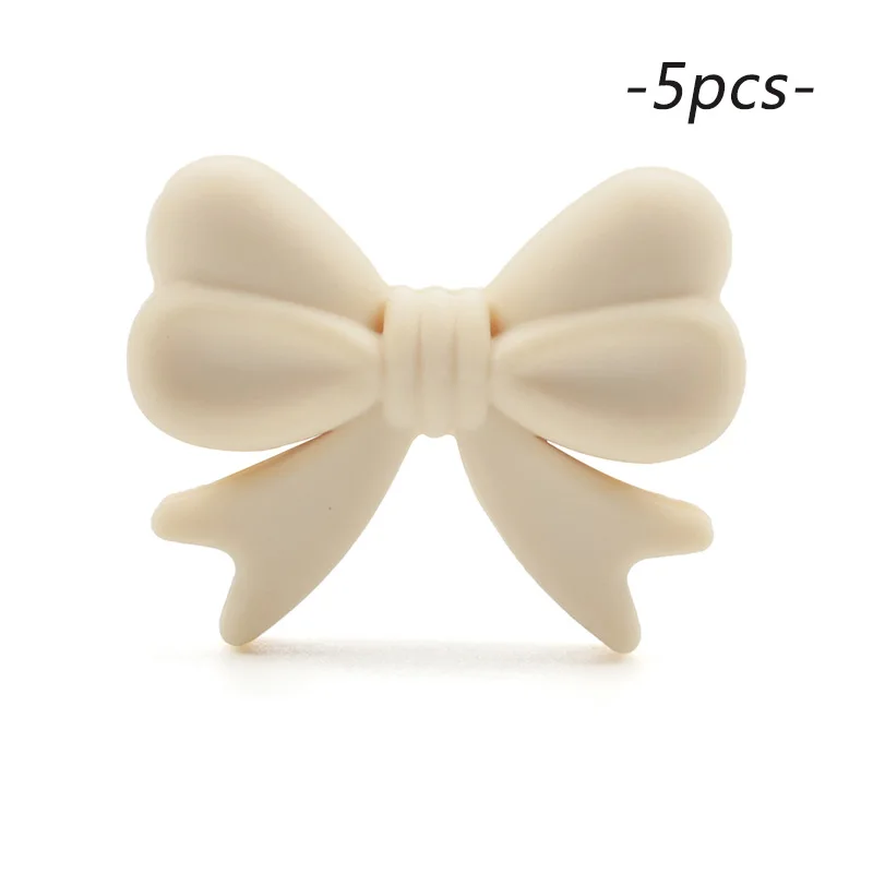 LOFAC Silicone Cartoon Bow Tie Beads - 5pcs Set for DIY Keychains & Jewelry Accessories