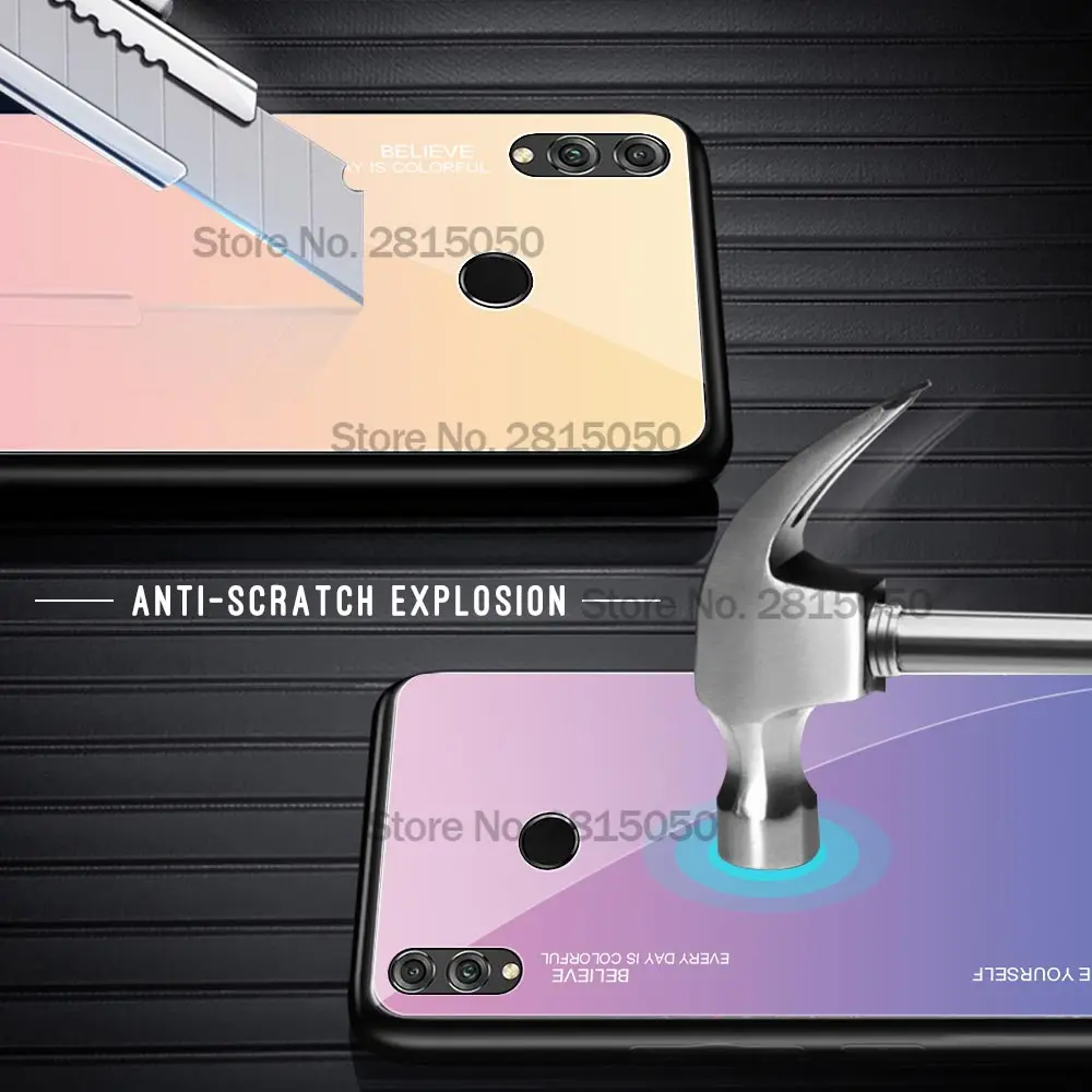 Цветной градиентный чехол для телефона Huawei Y9 Y6prime P smart Plus Nova 4E 3i P30 P20 Pro Lite Honor 10i 20i 8A 8X стеклянная крышка