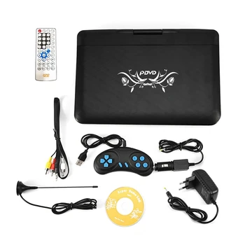 

13.9 Inch HD Portable DVD Player, MP3/CD/TV Game Player with Swivel Sn Supported SD Card FM Radio Receiver-EU Plug