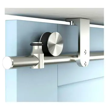

(USA Free shipping) 5-16FT Top ceiling mount brushed stainless steel wood sliding barn door hardware ceiling bracket flat roller