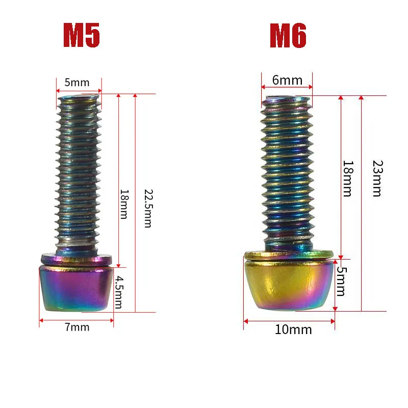 Винт для велосипеда, 6 шт./партия, титановые болты TC4, M5 M6, шестигранная шайба для штока, подседельный штырь, зажим, Ti, винт, застежки для велосипеда