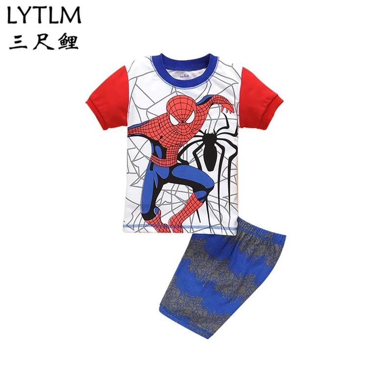 LYTLM/костюм с Бэтменом комплект одежды для маленьких детей, летняя одежда для маленьких мальчиков Топ+ штаны, комплект из 2 предметов, спортивная одежда для сна - Цвет: 100
