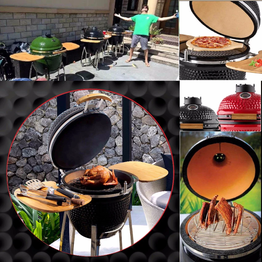 23,5 дюймовый внутренний керамический барбекю-гриль для пиццы, удерживающая тепло печь, угольная плита, печь для пиццы, семейный барбекю во дворе с колесом