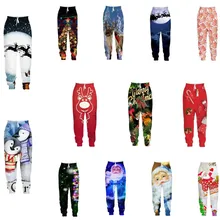 Теплые спортивные штаны, S-5XL, рождественские, с 3D принтом, на шнурке, длинные штаны для мужчин и женщин, рождественский подарок, зимние штаны для отдыха