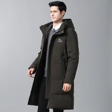 Пуховик мужской длинный выше колена толстый Корейский стиль средней длины одежда Daddy супер-длинный большой размер пуховик пальто