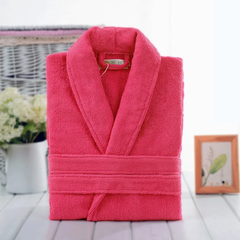 Home Bathrobe Cotton Toweling Terry Robe Unisex Soft Nightrobe Sleepwear Casual