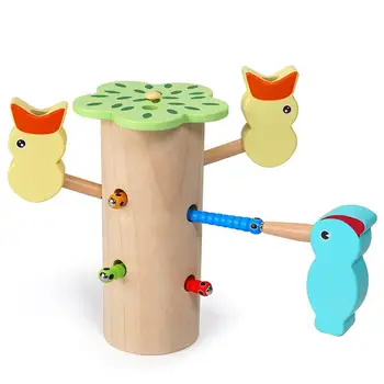 

Woodpecker Catch Worms Game Magnetic 3D Puzzle Wooden Toys Kids Early Learning Educational Toy for Children